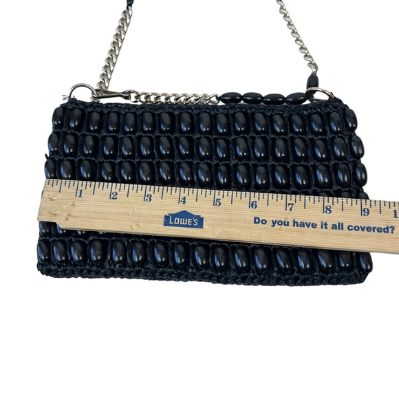 Vintage Bag by Debbie Retro Boho Black 60’s Beaded mini Hand Bag Purse Japan - Picture 4 of 5